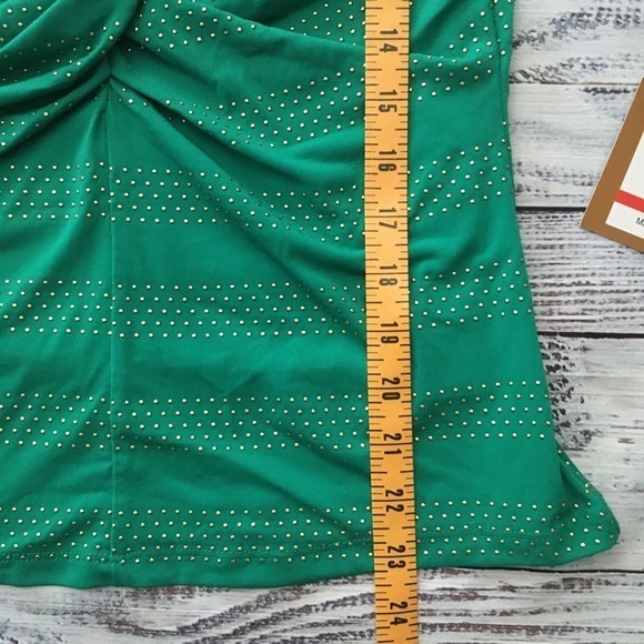 Green Drape neck Top with Gold Accents - Picture 8 of 8